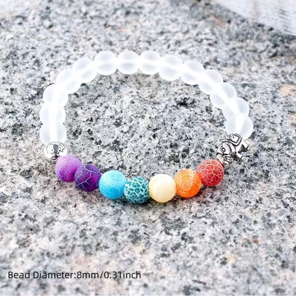 NWT 8mm Chakra Gemstone Beads Energy Bracelet - Picture 5 of 5